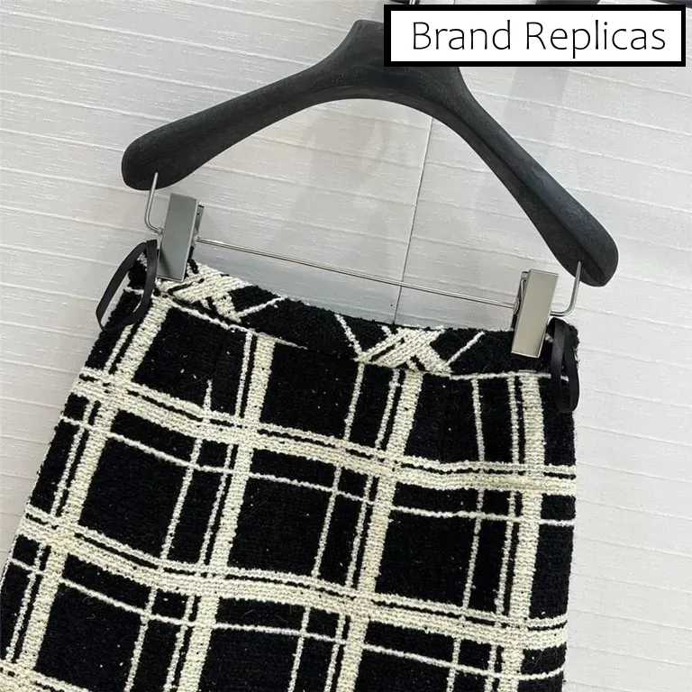 Valentino Large Check Tweed Skirt